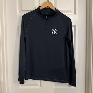 New York Yankees 1/4 Zip Long Sleeve Lightweight Shirt By Stitches Youth Large